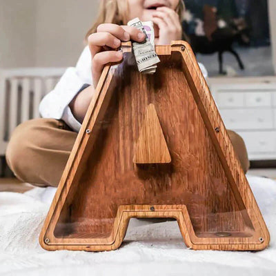 Wooden Letter Piggy Bank - Unique Gift For Your Child