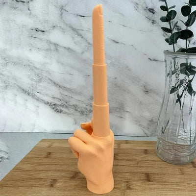 Collapsing Middle Finger Sculpture with Retractable Middle Finger