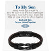 "Dad and Son Forever Linked Together" Black Braided Leather Bracelets - Forever Linked