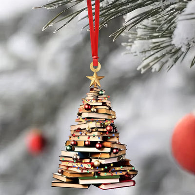 Christmas Book Tree Ornament, Book Lover Christmas Ornament