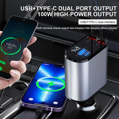 Fast Charge Retractable Car Charger