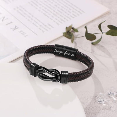 Forever Linked Together Black Braided Leather Bracelet🔗