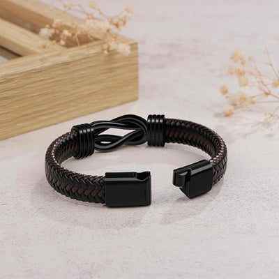 "Mother and Son Forever Linked Together" Black Braided Leather Bracelets - Forever Linked