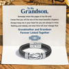 To My Grandson - "Grandmother and Grandson Forever Linked Together" Braided Leather Bracelet