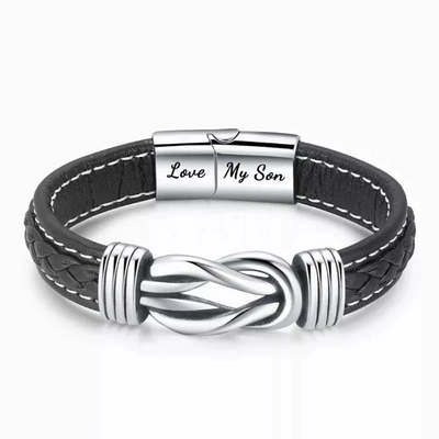 To My Son - "Dad and Son Forever Linked Together" Braided Leather Bracelet