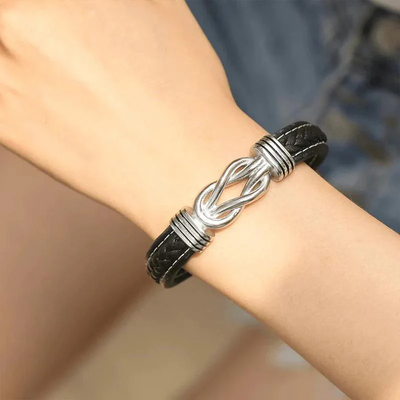 To My Daughter - "Mother And Daughter Forever Linked Together" Braided Leather Bracelet