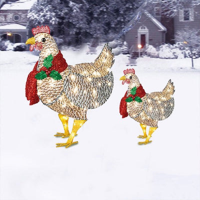 LAST DAY 40% OFF-Light-Up Chicken with Scarf Holiday Decoration