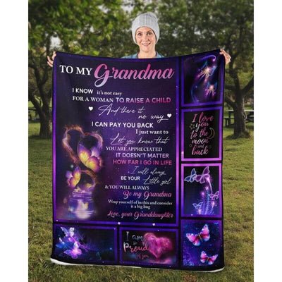 To My Grandma - From Grandddaughter - Butterfly A315 - Premium Blanket