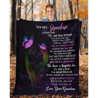 To My Grandma - From Grandson - Butterflyblanket - A319 - Premium Blanket