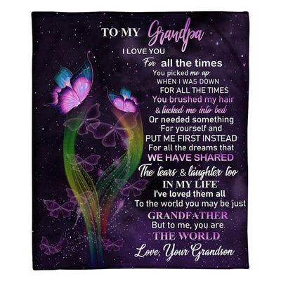 To My Grandpa - From Grandson - Butterfly A319 - Premium Blanket