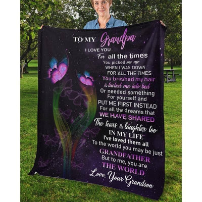 To My Grandpa - From Grandson - Butterfly A319 - Premium Blanket