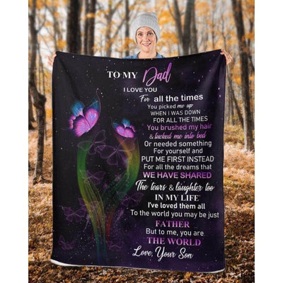 To My Dad - From Son - Butterfly A319 - Premium Blanket