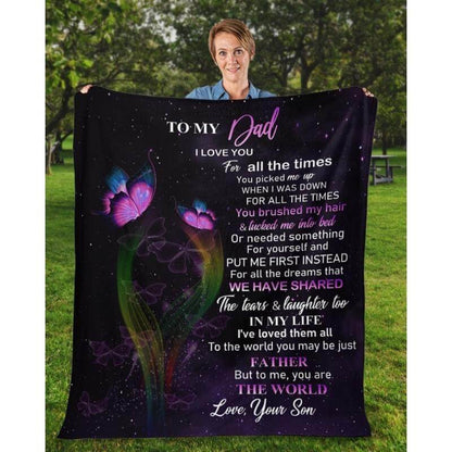 To My Dad - From Son - Butterfly A319 - Premium Blanket