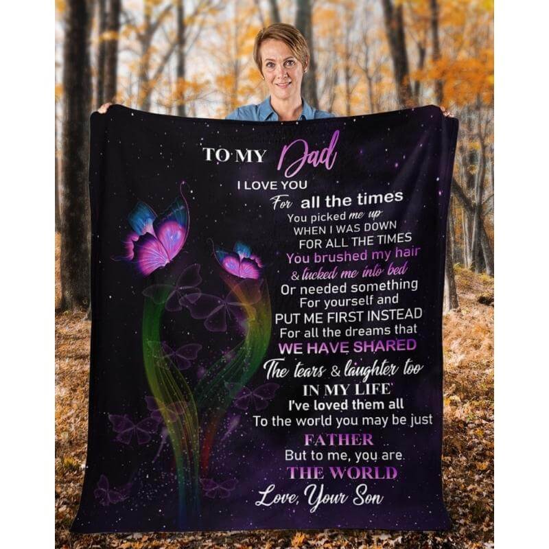 To My Dad - From Son - Butterfly A319 - Premium Blanket