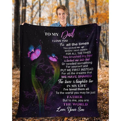 To My Dad - From Son - Butterfly A319 - Premium Blanket