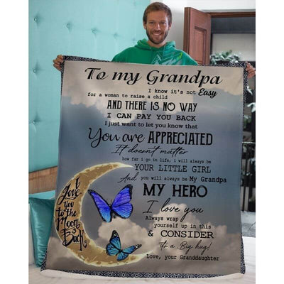 To My Grandpa - From Grandddaughter - Butterfly A314 - Premium Blanket