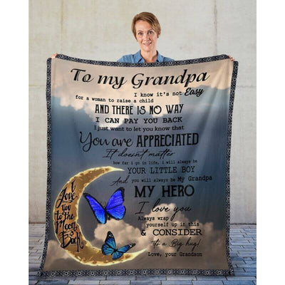 To My Grandpa - From Grandson - Butterfly A314 - Premium Blanket