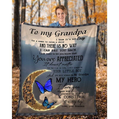 To My Grandpa - From Grandson - Butterfly A314 - Premium Blanket