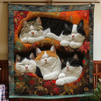 Cute Lazy Cats Blanket - D252 - Premium Blanket