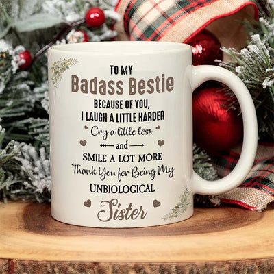 Because Of You I Laugh A Little Harder Friendship Mug【✨Buy 2 Free Shipping✨】