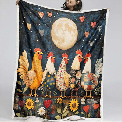 Moonlit Roosters Blanket  - H197 - Premium Blanket