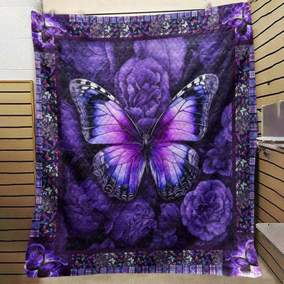 Purple Butterfly Flower Blanket - H233 - Premium Blanket