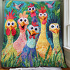 Whimsical Cute Chickens - H325 - Premium Blanket