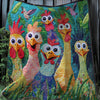 Whimsical Cute Chickens - H325 - Premium Blanket