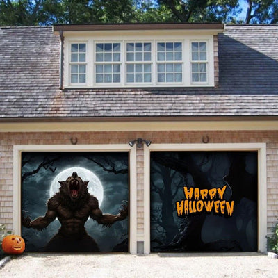 Werewolf Scene Halloween Garage Door Covers HC010