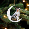 Australian Shepherd Sit On The Moon Ornament MO018