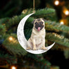 Pug Sit On The Moon Ornament MO019