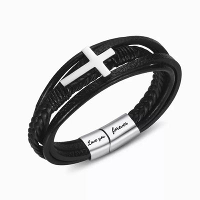 To My Son Love You Forever Cross Bracelet - Card027