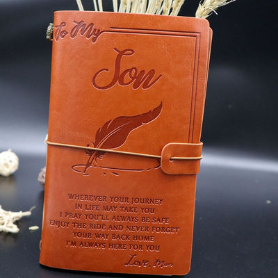 Mom To Son - Enjoy The Ride - Engraved Leather Journal Notebook