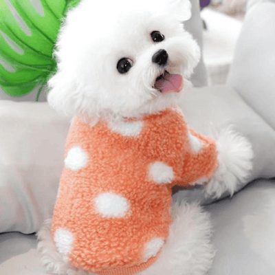 Warm Fleece Polka Dog Sweater