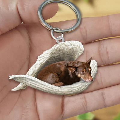 Sleeping Angel Acrylic Keychain Australian Kelpie