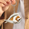 Sleeping Angel Acrylic Keychain Basset Hound