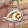 Sleeping Angel Acrylic Keychain Basset Hound