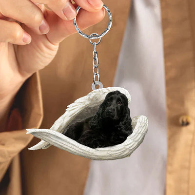 Sleeping Angel Acrylic Keychain Black Cocker Spaniel