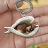 Sleeping Angel Acrylic Keychain Brown Chihuahua