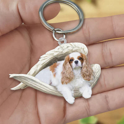 Sleeping Angel Acrylic Keychain Cavalier King Charles Spaniel