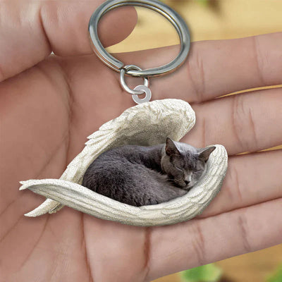 Sleeping Angel Acrylic Keychain Chartreux Cat