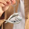 Sleeping Angel Acrylic Keychain Chinese Crested Dog