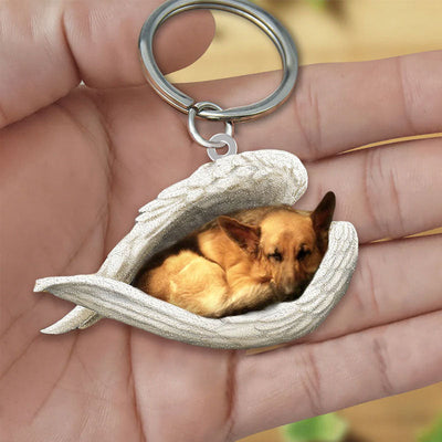 Sleeping Angel Acrylic Keychain German Shepherd