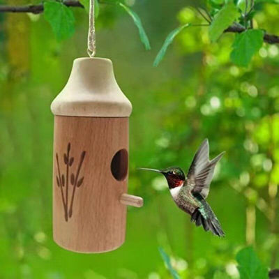 Wooden Hummingbird House - Gift for Nature Lovers