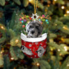 Gray Goldendoodle In Snow Pocket Christmas Ornament SP079