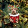 Wire Fox Terrier In Snow Pocket Christmas Ornament SP118