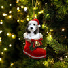 Petit Basset Griffon VendÇen In Santa Boot Christmas Hanging Ornament SB151