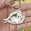 Sleeping Angel Acrylic Keychain Maltese