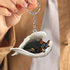 Sleeping Angel Acrylic Keychain Miniature Pinscher