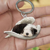 Sleeping Angel Acrylic Keychain Old English Sheepdog